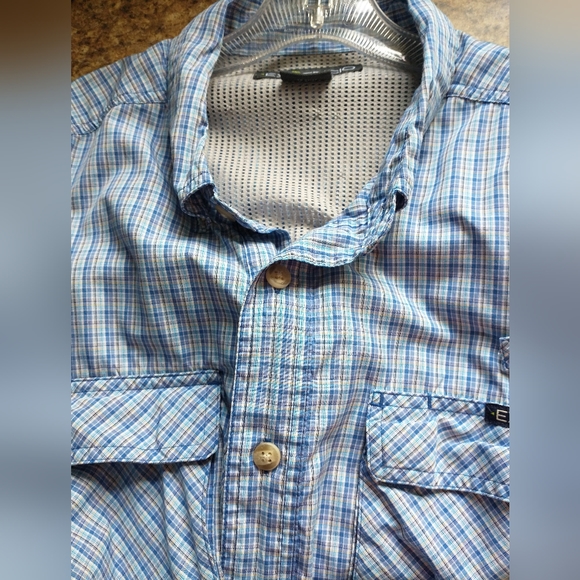 Men's Exfficio Vented Blue Plaid Long Sleeve Shirt  Size Large - Picture 4 of 8